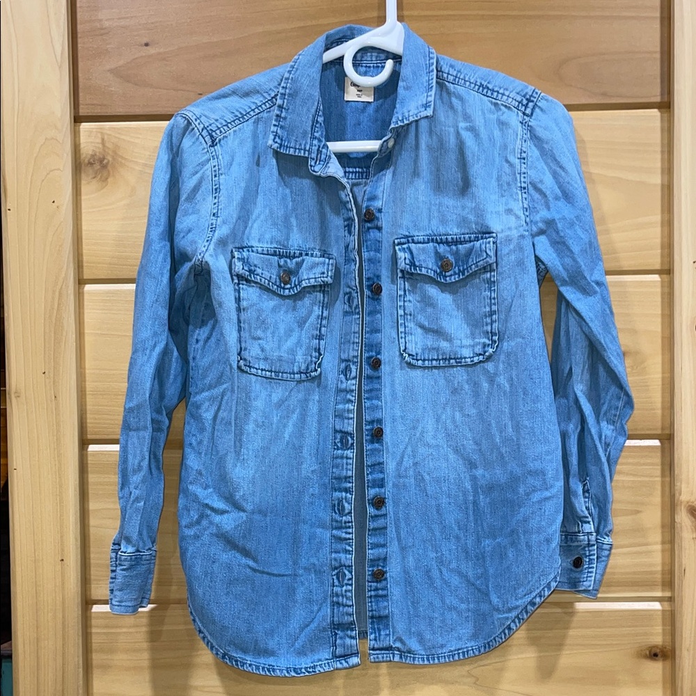 GAP Light Blue Denim Button-Up Blouse